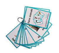 19 Cartes de Mots illustrés d ' Animaux de la Ferme avec Boucle en | Prononciation anglaise et traduction chinoise, pratique parallèlement à la révision visuelle