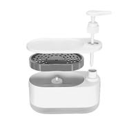 19 Cm Distributeur Liquide Vaisselle,Rangement Distributeur De Liquide Vaisselle avec Porte-Éponge pour Évier Cuisine Salle De Bain Bouteille Pompe Récipient Stockage Organisateur Comptoir