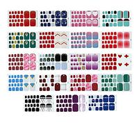 19 Feuilles Bandes d’Ongles d'Orteils Autocollant d’Ongles Vernis à Ongles Enveloppement Complet Stickers d'Ongles de Pieds Auto-Adhésifs,Décoration DIY Accessoire de Manucure avec 19 Limes à Ongles
