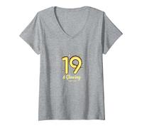 19 & Glowing : Cadeau d'anniversaire étincelant pour 19e Anniversaire T-Shirt avec Col en V, Femme, Gris Chiné, S