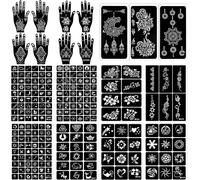 19 Henné Pochoirs De Tatouage,Feuilles Pochoirs De Henné S Pochoirs De Tatouage Temporaire Pour Femmes Filles Et Adolescents