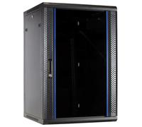 19 inch Set: wandkast 18U - legbord - stekkerdoos 8-voudig met schakelaar