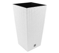 19 L Prosperplast Rato Square grand pot carré en plastique AVEC réservoir en blanc, 45 (H) x 24 (L) x 24 (P) cm