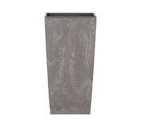19 L Prosperplast Urbi Square Effect pot haut en plastique 19 L avec réservoir en gris clair, 44,9 (H) x 24 (L) x 24 (P) cms