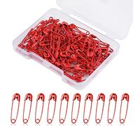 19 mm Épingles de Sûreté, 120 pcs Mini Épingles de Sûreté en Métal Safety Pins pour Vêtements Étiquettes Hijab Artisanat Courtepointe Robe Breloques Fabrication de Bijoux (Rouge)