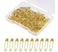 19 mm Épingles de Sûreté, 120 pcs Mini Épingles de Sûreté en Métal Safety Pins pour Vêtements Étiquettes Hijab Artisanat Courtepointe Robe Breloques Fabrication de Bijoux (Or)