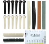 19 PCS Chevilles de guitare acoustique, Chevalet de guitare acoustique, Règle de mesure des cordes de guitare acoustique, kit de Polissage du chevalet de guitare