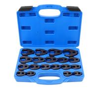 19 PCS Crowfoot Ensemble de Clés, Ensemble de Clé à Fourche à Emmancher 1/2" 3/8", Entraînement Extérieur Carré Clé, 8-32mm Drive Métrique Coffret de Douilles à Tuyauter, Clé à Écrou Évasé