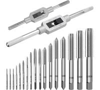 19 Piece Metric Tap and Die Set,M1-M3.5 M4 M5 M6 M8 M10 M12 Hand Tapping Threading Tool with Adjustable Left Hand Spanner,Tapping Kit for Wood,Plastic and Metal