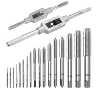 19 Pièces Coffret Tarauds et Filières Métrique, M1-M3.5 M4 M5 M6 M8 M10 M12 Outil de Filetage Taraudant le Taraudage à Main, avec Tourne à Gauche Réglable, Kit Taraudage pour Bois, Plastique et Métal