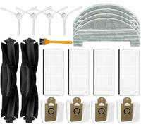 19 pièces de Rechange Accessoires pour aspirateur Robot T10 avec 2 brosses principales + 4 brosses latérales + 4 filtres HEPA + 4 Chiffons + 4 Sacs à poussière + 1 Brosse de Nettoyage