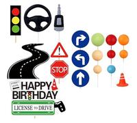 19 Pièces Décorations De Gâteau De Permis De Conduire Décorations De Gâteau De Nouveau Conducteur Décorations De Cupcake Fournitures De Fête À Thème De Transport Pour Célébrer Les Nouveaux Conducteurs