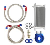 19 Row AN10 Universal Engine Oil Cooler + M201.5 Filter Adapter Hose Kit Silver