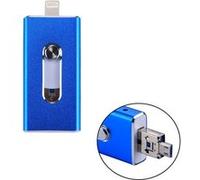 (#19) RQW-02 3 in 1 USB 2.0 & 8 Pin & Micro USB 128GB Flash Drive, for iPhone & iPad & iPod & Most Android Smartphones & PC Computer(Blue) G
