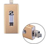 (#19) RQW-02 3 in 1 USB 2.0 & 8 Pin & Micro USB 32GB Flash Drive, for iPhone & iPad & iPod & Most Android Smartphones & PC Computer(Gold) G