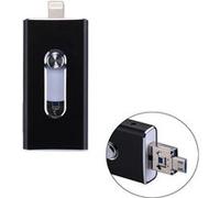 (#19) RQW-02 3 in 1 USB 2.0 & 8 Pin & Micro USB 32GB Flash Drive, for iPhone & iPad & iPod & Most Android Smartphones & PC Computer(Black) G