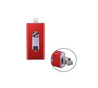 (#19) RQW-02 3 in 1 USB 2.0 & 8 Pin & Micro USB 64GB Flash Drive, for iPhone & iPad & iPod & Most Android Smartphones & PC Computer(Red)