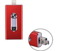 (#19) RQW-02 3 in 1 USB 2.0 & 8 Pin & Micro USB 64GB Flash Drive, for iPhone & iPad & iPod & Most Android Smartphones & PC Computer(Red) G