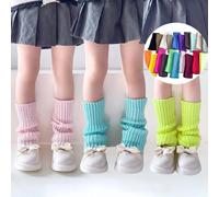 19 Style couleur bonbon coréen doux enfants jambières tricoté couvre-pied enfants filles solide automne hiver élastique Tube chaussettes Rouge