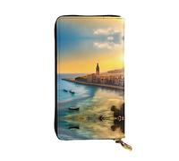 19 x 10,4 cm de long, portefeuille en cuir Barcelone, compartiment à fermeture éclair, grande capacité, un bon cadeau pour les amis, noir, One Size
