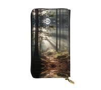 19 x 10,4 cm de long, portefeuille en cuir Light in the Forest, compartiment zippé de grande capacité, un bon cadeau pour les amis, noir, One Size