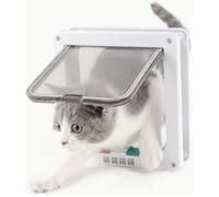 19 x 20 x 2.1cm Chatière pour Chat magnétique Chatière Silencieux Avec Feutrine et verrou Rotatif à 4 Voies pour Chat Chien -blanc