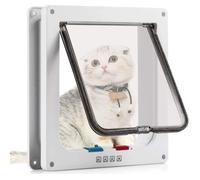 19 x 20 x 5.4cm Chatière pour Chat magnétique, verrouillage à 4 positions, Chatière Silencieux en Feutrine pour Chat Chien -Blanc