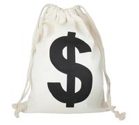 19 x 30cm Sac à Butin Dollars, Blanc Sac avec Signe Dollars, Accessoire Parfait pour Déguisement de Voleur, Utilisation lors de Carnavals, Halloween, Cosplay, Fêtes à Thème et Stockage Quotidien