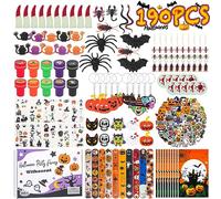 190 Pièces Halloween Pinata Fournitures de fête Cadeau Anniversaire, Halloween Deco Accessoire Gadgets Jouet Set avec boîte-cadeau, Helloween Cadeau Araignée Chauve Souris Doigtiers Tatouage Enfants