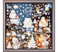 190 Stickers Noel Fenetre Electrostatique, 9 Feuilles Blanche Bonhomme et Arbre de Noël Réutilisable Decoration Autocollant Noel Fenetre pour Porte Vitrine Verre