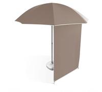 190cm Round Garden Umbrella UV Block Beach Parasol with Side Shade Foldable Outdoor Sun Umbrella for Patio Camping BBQ Balcony (Brown)