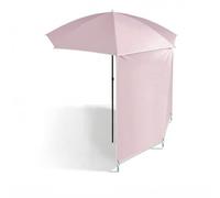 190cm Round Garden Umbrella UV Block Beach Parasol with Side Shade Foldable Outdoor Sun Umbrella for Patio Camping BBQ Balcony (Brown)