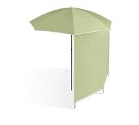 190cm Round Garden Umbrella UV Block Beach Parasol with Side Shade Foldable Outdoor Sun Umbrella for Patio Camping BBQ Balcony (Brown)
