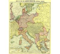 1914 Nouvelle carte des États des Balkans et de l'Europe centrale