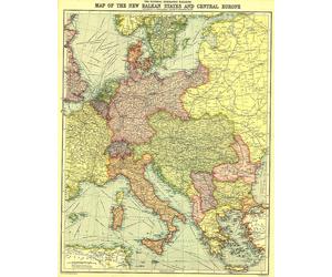 1914 Nouvelle carte des États des Balkans et de l'Europe centrale