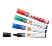 Nobo Marqueurs Effaçables à Sec Liquid Ink pour Tableau Blanc, Pointe Biseautée de 4mm, Lot de 10, 1915386, Couleurs Assorties