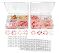 192 Faux Ongles Pour Enfants Et 8 Autocollants À Ruban À Double Face, Pièces De Nail Art Drôles, Autocollants À Ruban À Double Face Imperméables, Décorations De Vacances.