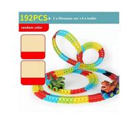 (192 track)Dinosaur Track Cars For Boy Flexible Track with LED Light And Sound-Up Race Car Set Anti-gravity Track Train Gift for Kid