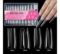192 x / boîte de faux ongles transparents pointes en gel souple extra couverture complète pointes ballerines faux ongles accessoires pour ongles en acrylique
