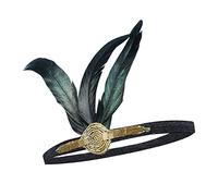 1920S Bandeau élastique en forme de plume avec strass Noir
