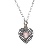 1928 Jewelry Collier en laiton avec pendentif en forme de cœur et miroir sans pierre précieuse Rose 76 cm, Laiton, Pas de gemme