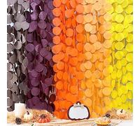 192Ft Décoration De Fête d'automne Grand Cercle Points Toile Fond Guirlande Bannière Jaune Orange Bordeaux Marron de à Pois Papier Fin Suspendre pour Anniversaire Mariage Action de grâces Soiree Decor
