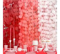 192Ft Décorations de fête rouges Grande guirlande Ombre Rouge à pois Fond Streamer Papier de soie Cercle Points Guirlande suspendue pour anniversaire, remise de diplôme, fiançailles, anniversaire de