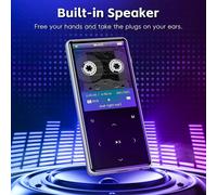 192Gb Portable Mp3 Player With Bluetooth 5.0, 2.4"" Srceen Music Player Built In Speaker, Mini Voice Recorder With 128Gb Tf Card, Touch Buttons, Voice Recorder, E-Book, Earphones Black