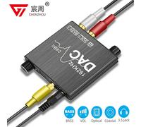 192KHz/24Bit DAC numérique-analogique Audio convertisseur numérique SPDIF optique Toslink Coaxial à analogique stéréo L/R RCA et 3.5mm Jack Converter with Bass and Volume Adjustment for PS3 PS4 DVD AY