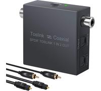 192KHz Bidirectionnel Coaxial-Optique Convertisseur Métal avec 1X2 Optique Toslink SPDIF Splitter DTS Dolby AC3 avec Câble Optique/Coaxial Audio Numérique Commutateur pour HDTV PS4 SoundBar