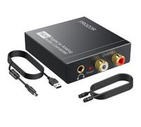 192kHz DAC Audio, Adaptateur Optique Jack Convertisseur Optique RCA 3.5mm Convertisseur Analogique Numerique Audio Stéréo L/R Digital Toslink vers Stéréo L/R RCA Jack 3,5mm avec Optique Câble