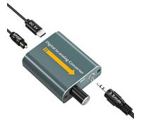 192Khz Dac Audio, Convertisseur Audio Aluminium Numérique Vers Analogique Avec Contrôle Volume, Digital Spdif Optique Toslink Coaxial Vers Stéréo L/R Jack 3,5 Mm Pour Box Tv Dvd Ps3 Ps4