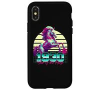 1930 Année du Cheval rétro années 80 Vaporwave Zodiaque Chinois Coque pour iPhone X/XS