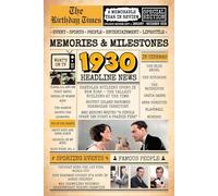 1930 The Birthday Times: Memories, Milestones, and a Memorable Year in Review: Relive 1930 Through Sports, People, Lifestyle and Entertainment. The Perfect Birthday Gift for Someone Special